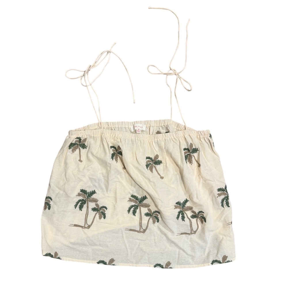 Flying Tomato Embroidered Palm Tree Tie Strap Camisole Top Medium Beachy boho